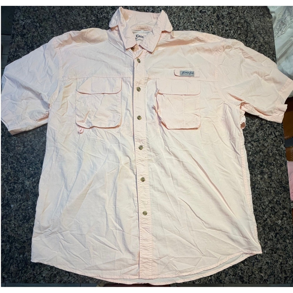 Bimini Bay Outfitters Fishing Shirt Mens XL Peach Short Sleeve Ventilated‎ Mesh